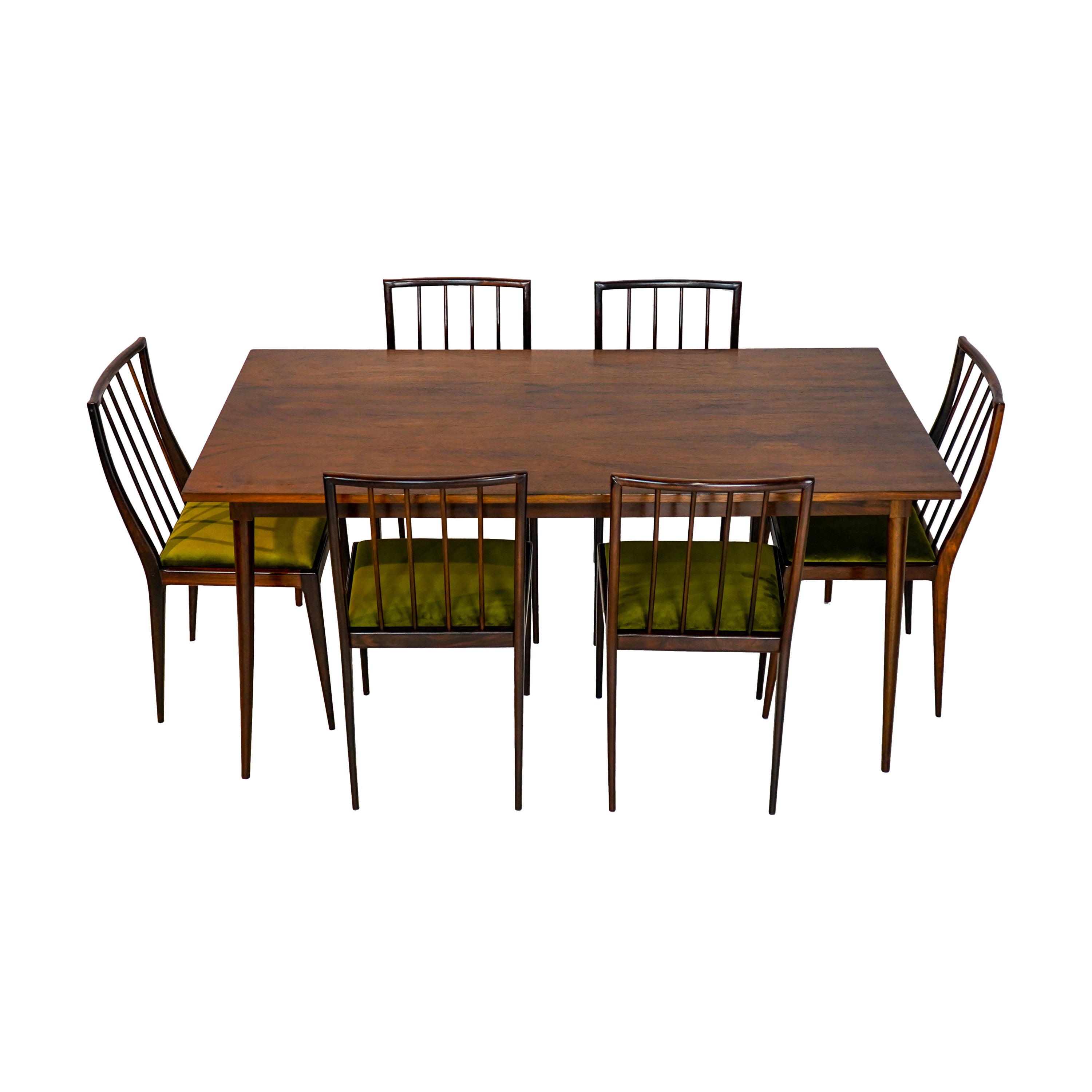 GB01 RIPAS - 6 chaises et table scellée en bois de rose, Geraldo de Barro Unilabor en vente