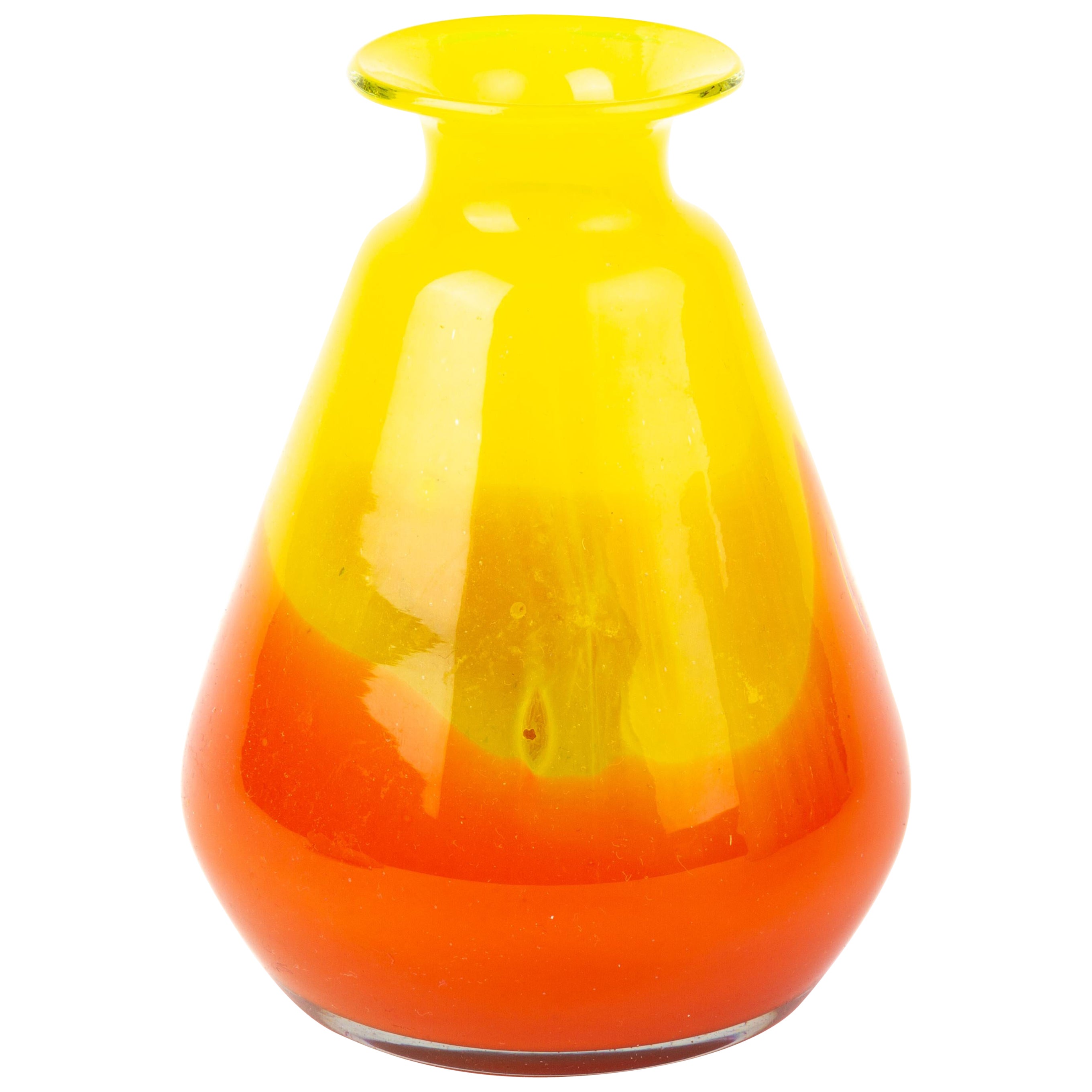 Czech Orange and Yellow Tango Glass Vase  For Sale