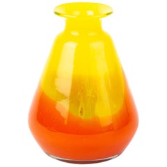 Czech Orange and Yellow Tango Glass Vase 