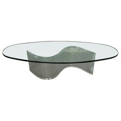 Vintage S-Shape Lucite and Glass Coffee Table