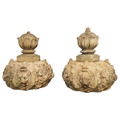 Pair of Used French Terra Cotta Finial Elements, Circa 1885