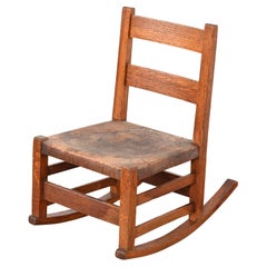 Antique Gustav Stickley Mission Oak Arts & Crafts Child's Rocking Chair, Circa 1900