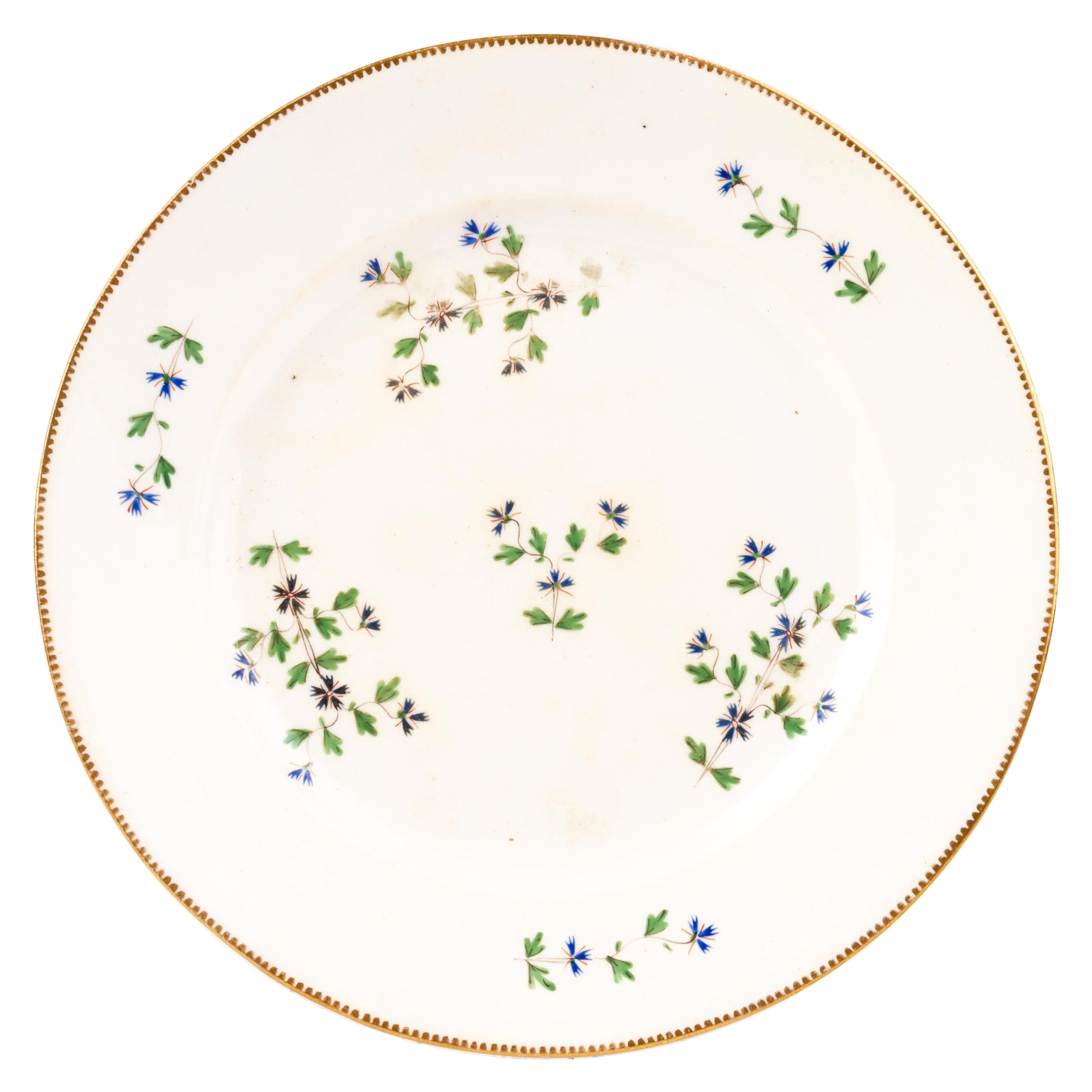 Derby Fine Porcelain Cornflower Pattern Plate 19th Century  For Sale