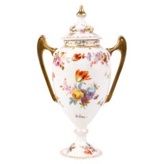 Dresden Fine German Gilt Porcelain Lidded Floral Vase