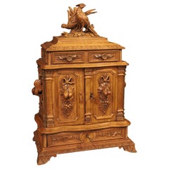 Antique Swiss Black Forest Carved Cigar Chest, Circa 1890