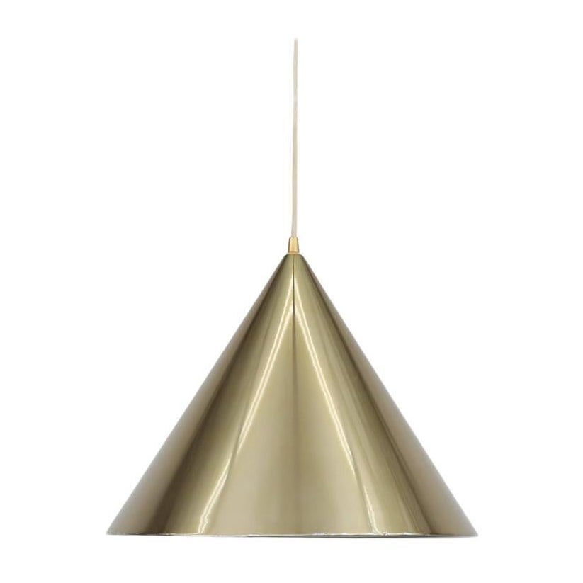 Danish Mid-Century Gold Aluminum "Kegle" Cone Pendant by Bent Karlby for Lyfa For Sale