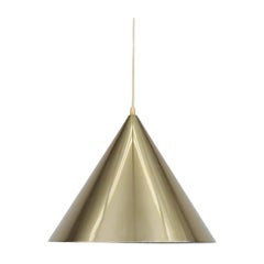 Danish Mid-Century Gold Aluminum "Kegle" Cone Pendant by Bent Karlby for Lyfa