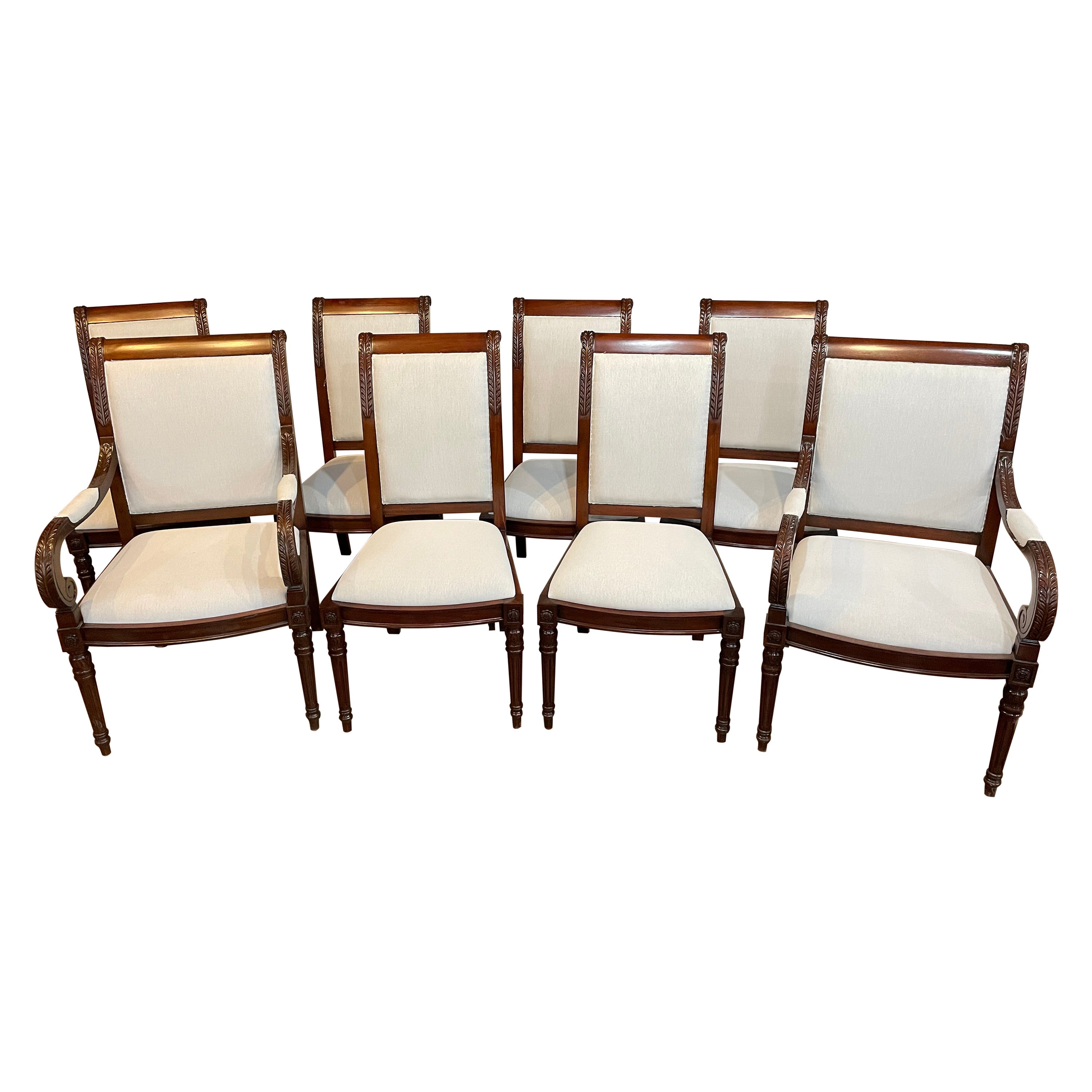 Set of Eight Newport Upholstered Dining Chairs by Leighton Hall  For Sale