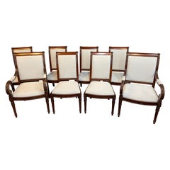 Antique Set of Eight Newport Upholstered Dining Chairs by Leighton Hall 