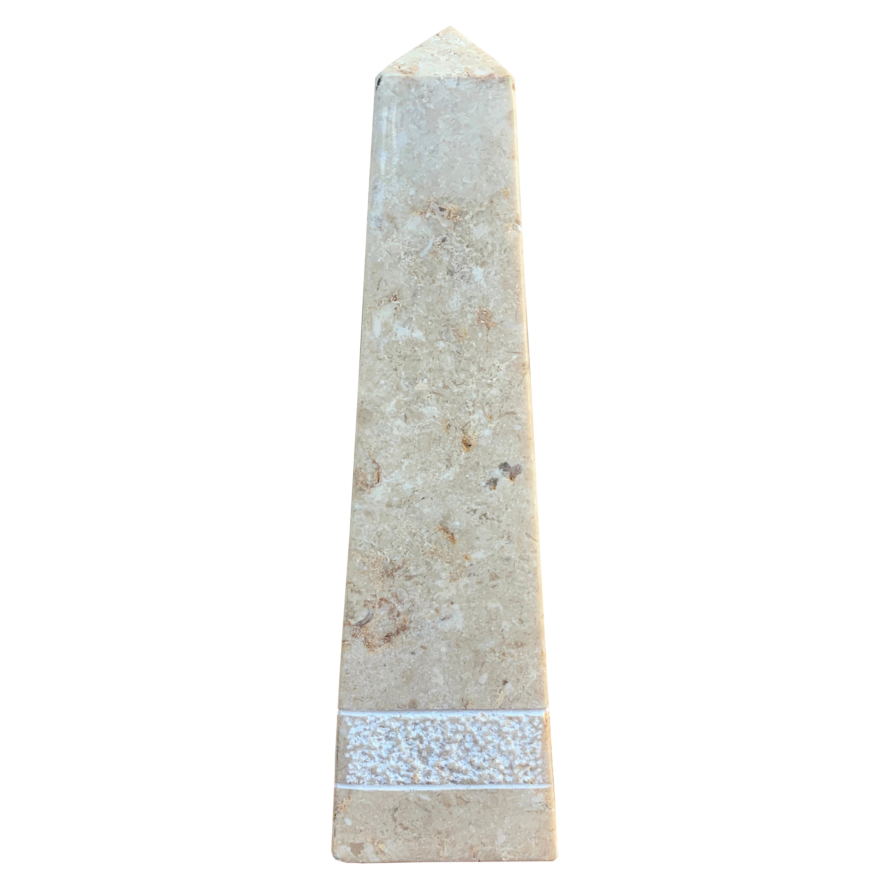 Neoclassical Solid Marble Cream and Gray Obelisk For Sale