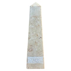 Neoclassical Solid Marble Cream and Gray Obelisk