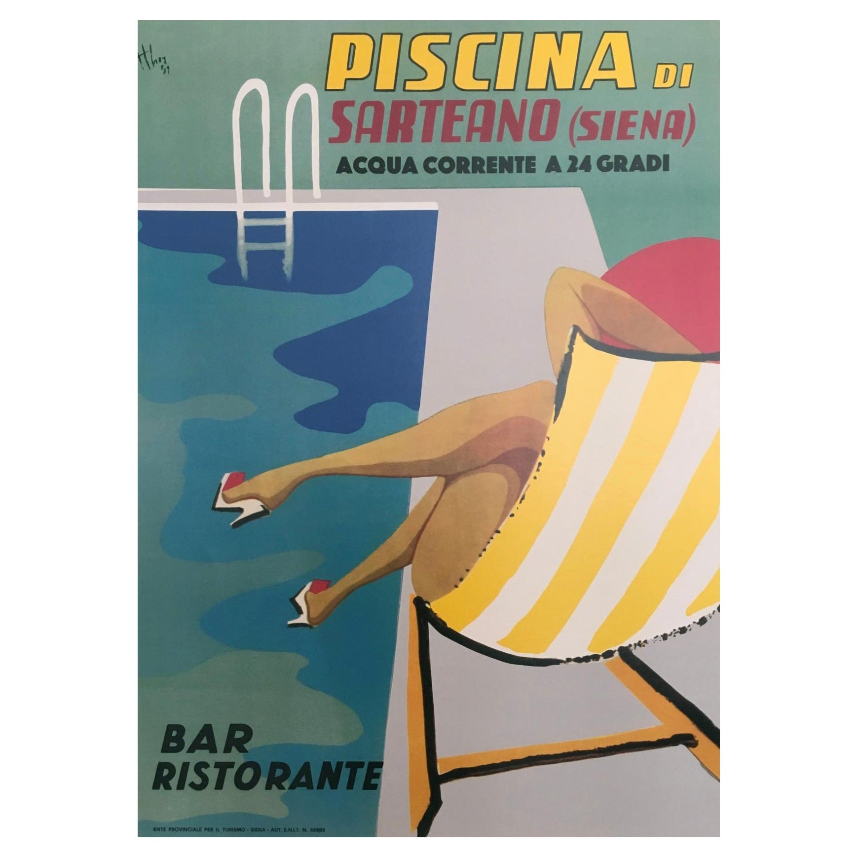 Affiche vintage originale de Priscina Di Sarteano, 1962