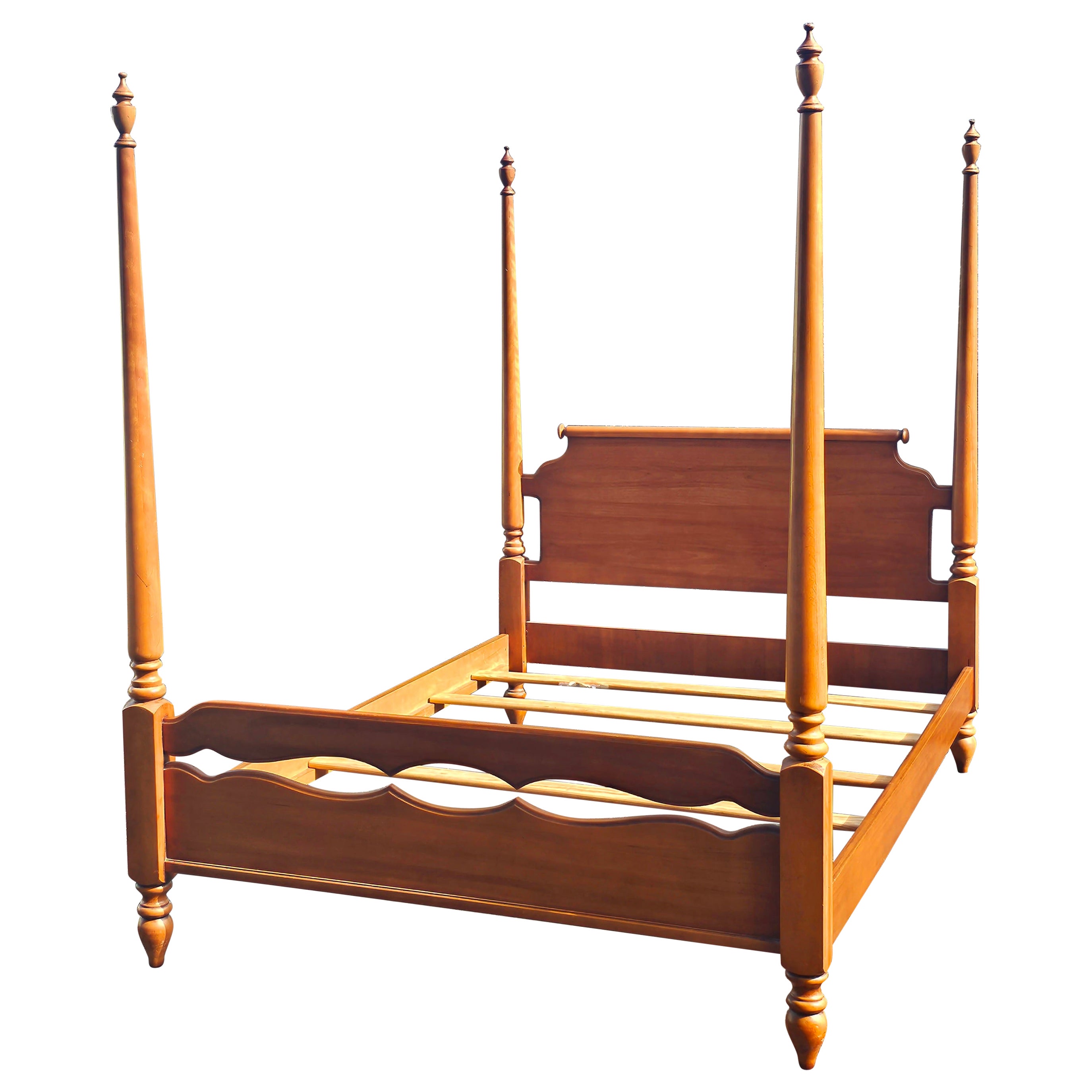 1960s Refinished Solid Maple Full Size Poster Bedstead  For Sale