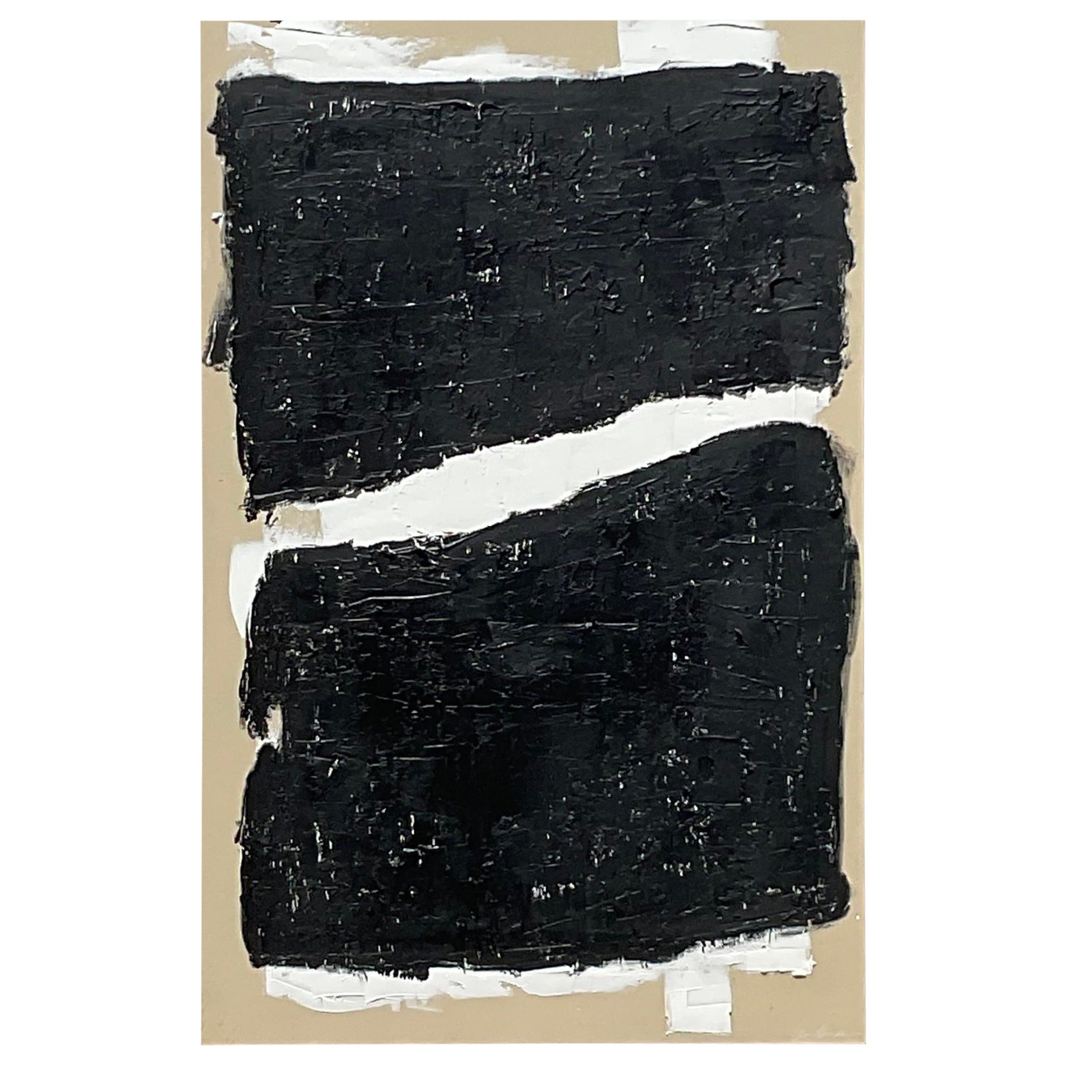 Pittura ad olio originale astratta su tela vintage firmata Boho