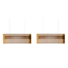 Set of two Pendant Lamps, Handmade, Mdf Wood, 2 units x 31.49'' Long, L800 x 2
