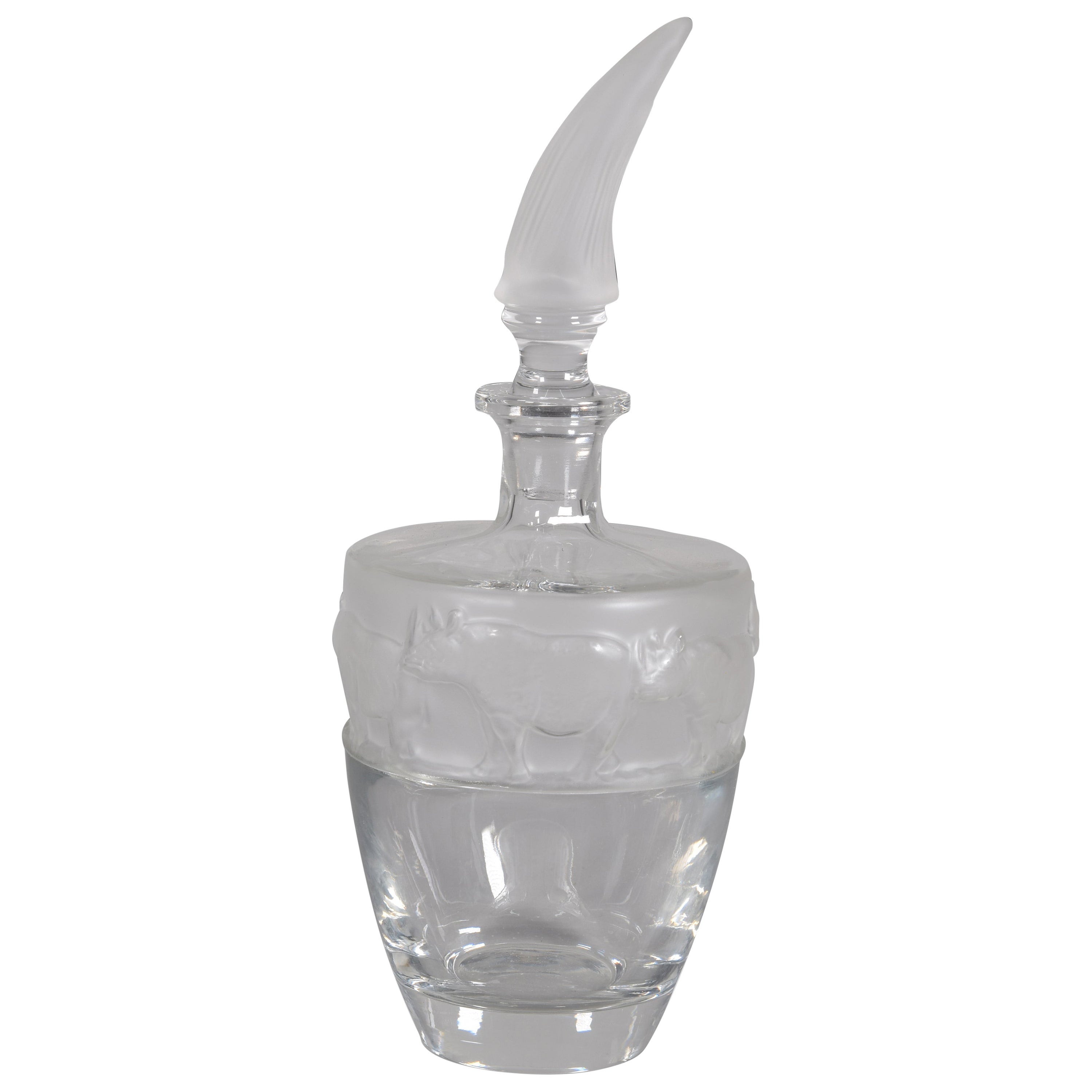 Decanter or bottle, Rhinoceros. Glass. Nachtmann, Germany, 20th century.  For Sale