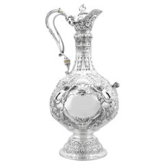 Victorian Sterling Silver Jug in The Armada Style