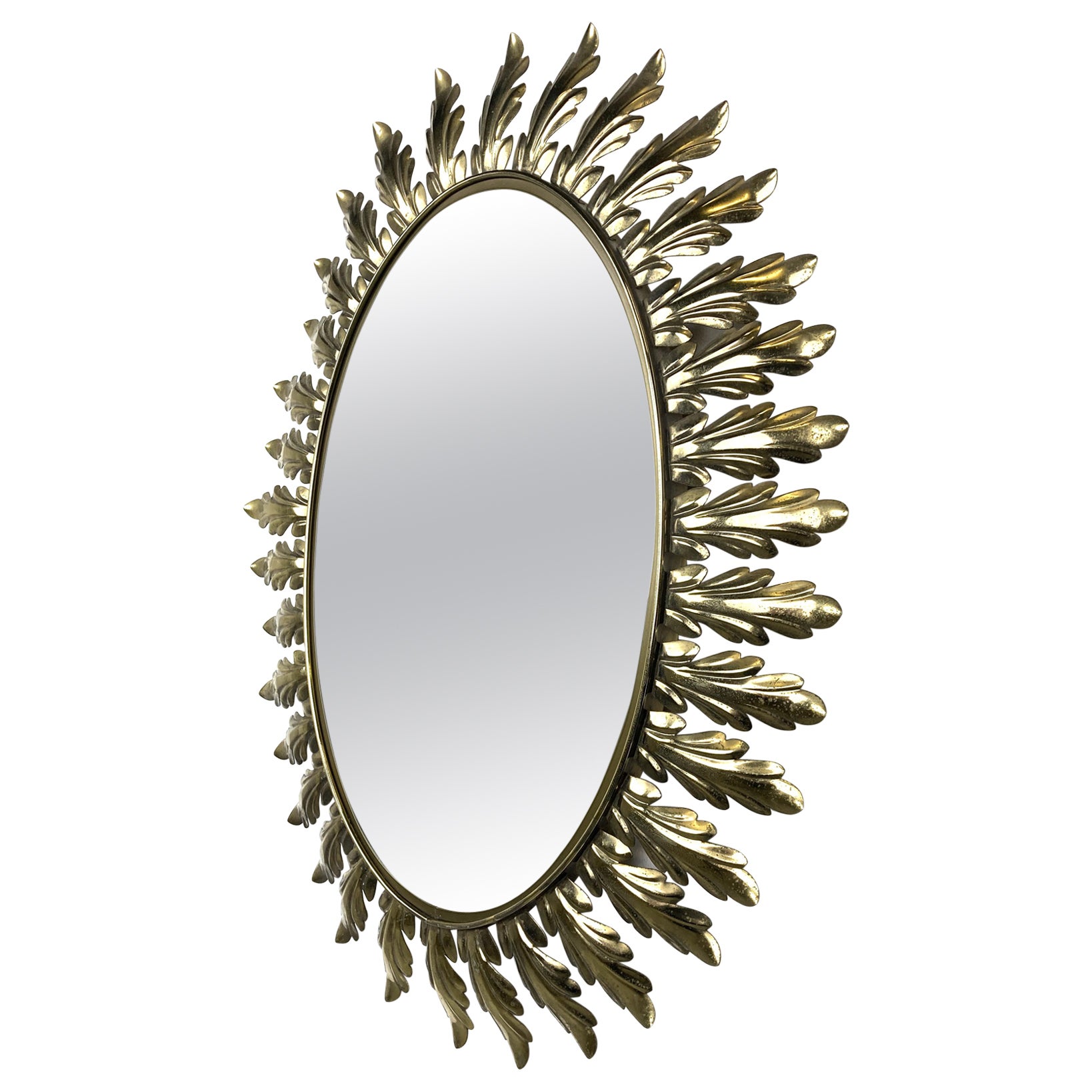 Vintage brass mirror 1970s For Sale