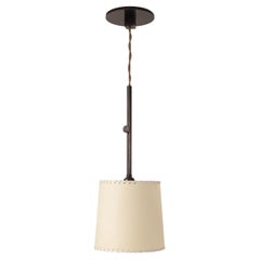 Series01 Sm Pendant, Dark Patinated Brass, Goatskin Parchment Shade