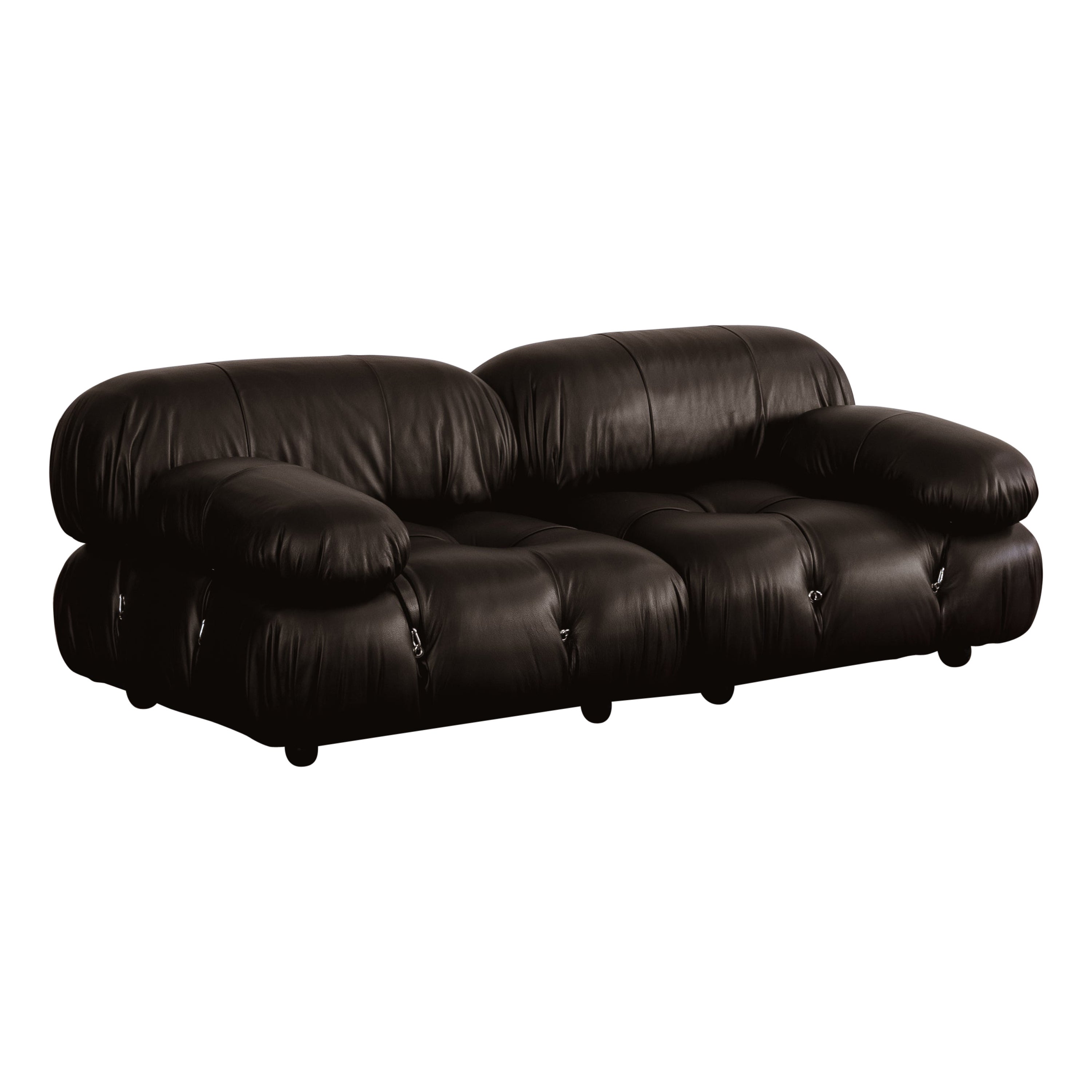 Mario Bellini "Camaleonda" Sofa for B&B Italia, Black Leather, 1970, Set of 2