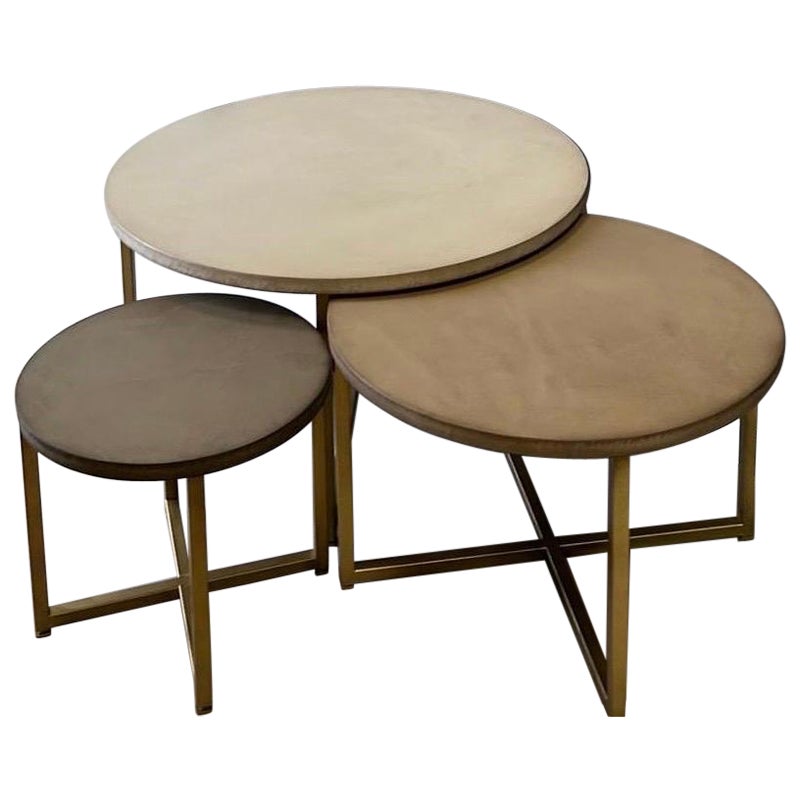 Handmade Nesting Tables, Set Side Coffee Tables Handcrafted by French Designer