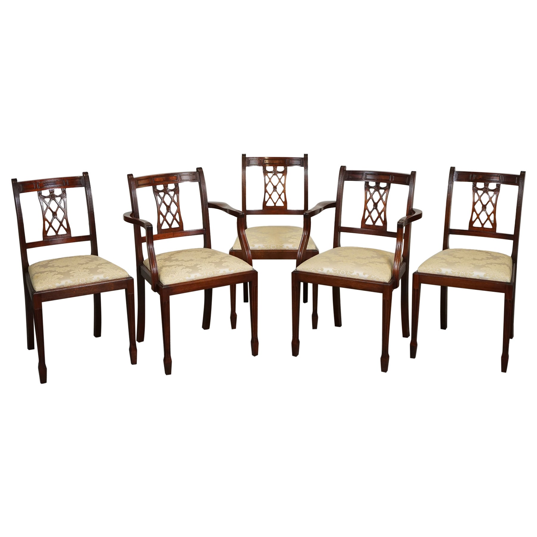SET DI 5 SEDIE DA CENA IN STILE HEPPLEWHITE BEVAN FUNNELL Sedute imbottite color crema in vendita