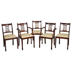 HEPPLEWHITE STYLE BEVAN FUNNELL SET OF 5 DINING CHAiRS CREAM UPHOLSTERED SEATS