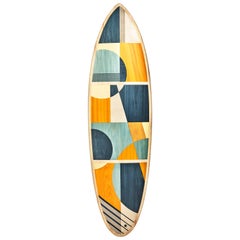 6'4 „Kokomo“ Surfboard mit Holzeinlegearbeiten und Intarsien