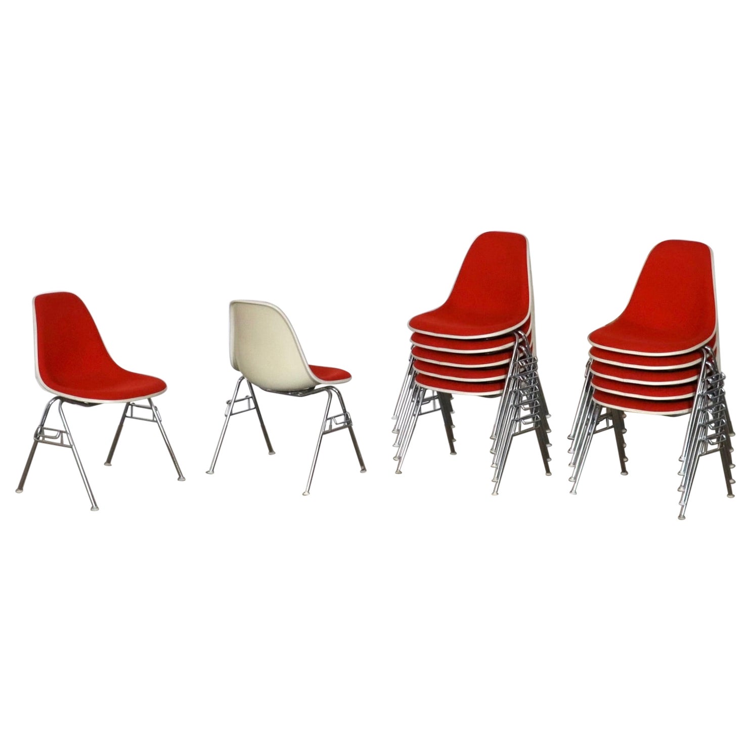 Set Of 12 Stackable DSS Chairs By Charles And Ray Eames For Herman Miller, 1970s