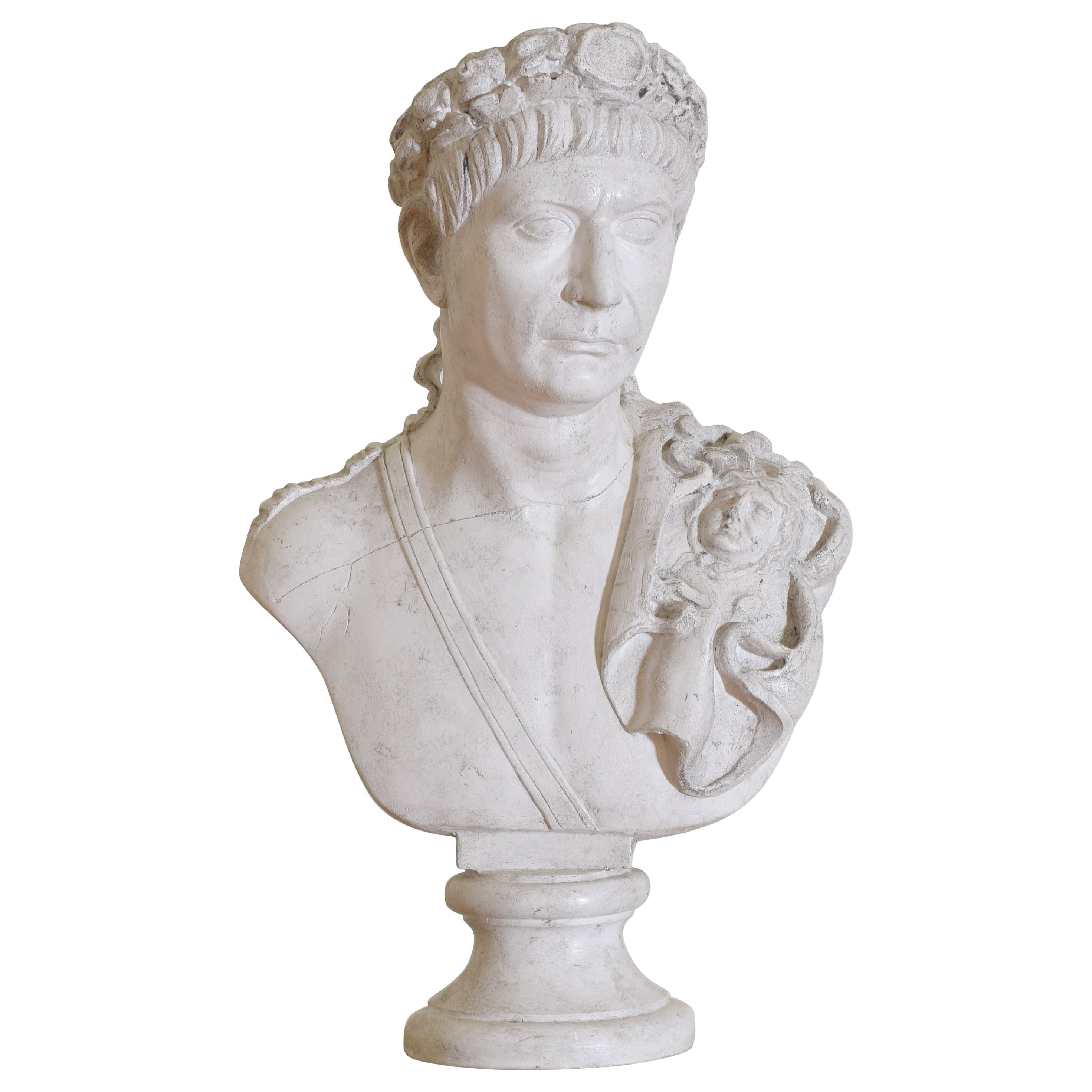 Plaster Bust of Trajan, Former Roman Emperor For Sale