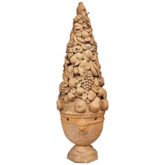 A Tall Antique French Terra Cotta Fruit Topiary, Circa 1900