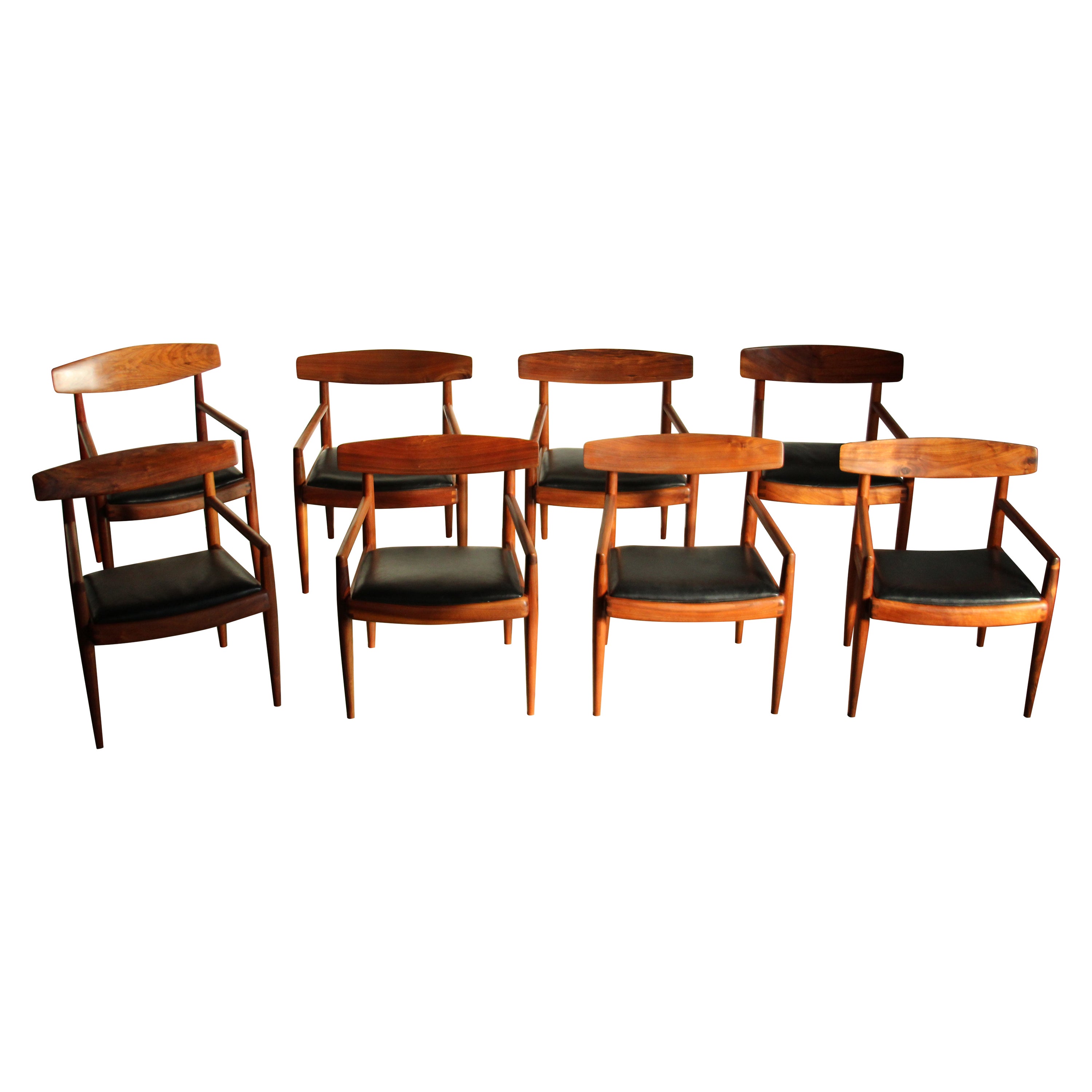 Sam Maloof Early Sculptural Claro Walnut Dining Chairs - Set of 8