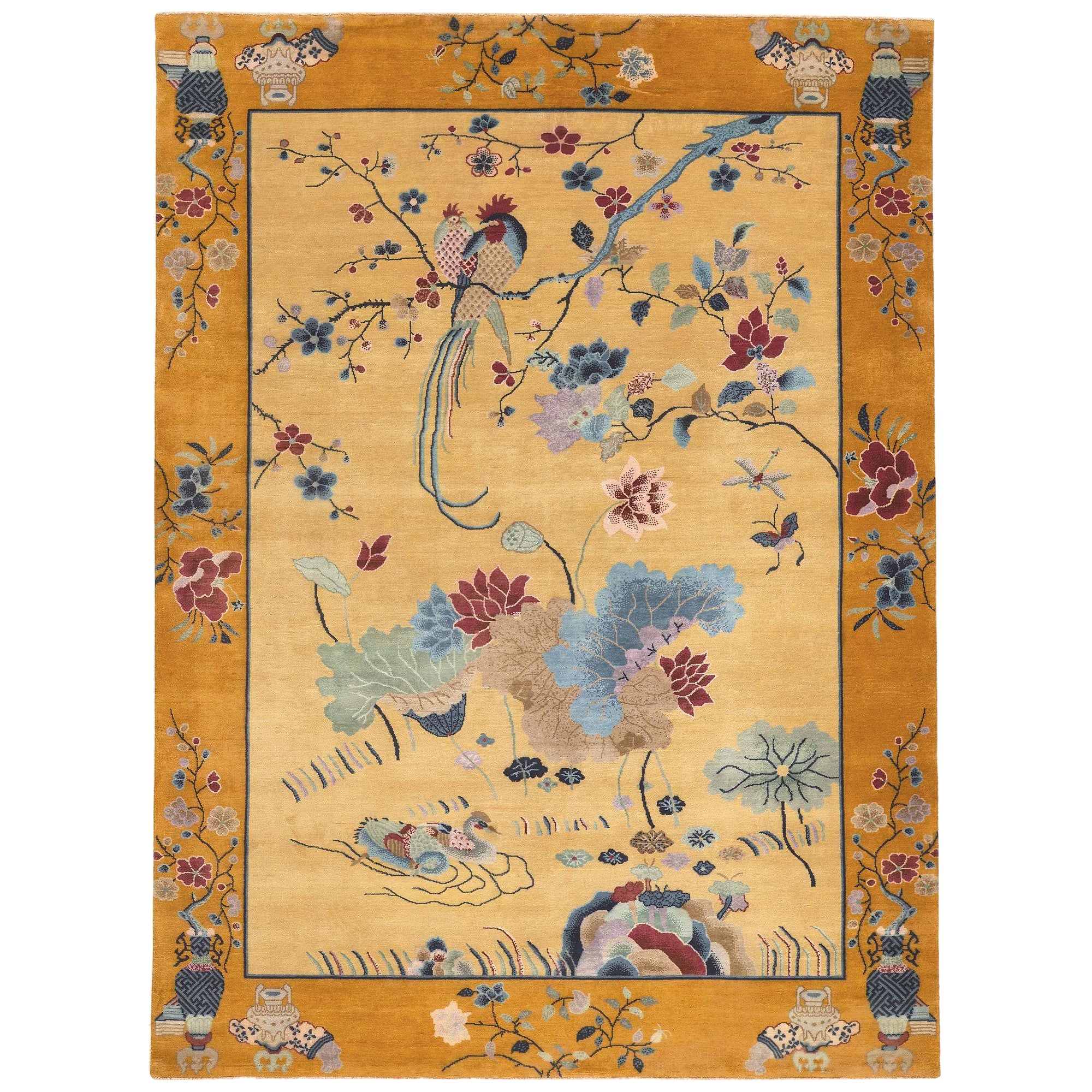 Modern Chinese Art Deco Style Rug, Maximalism Meets Esoteric Elegance For Sale