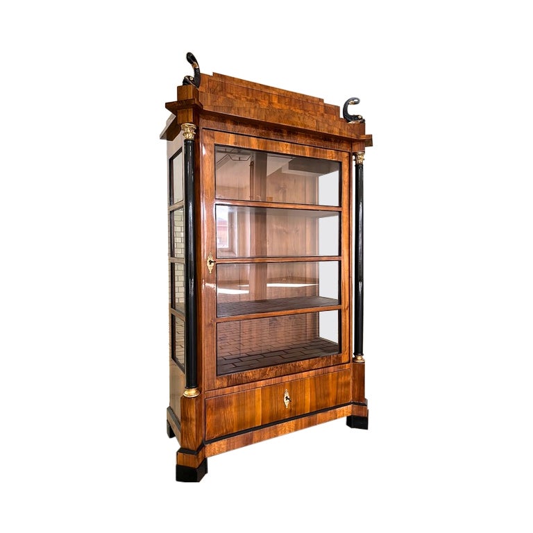 19th Century Empire Display Cabinet With Mystical Figures , Germany ca. 1850 For Sale