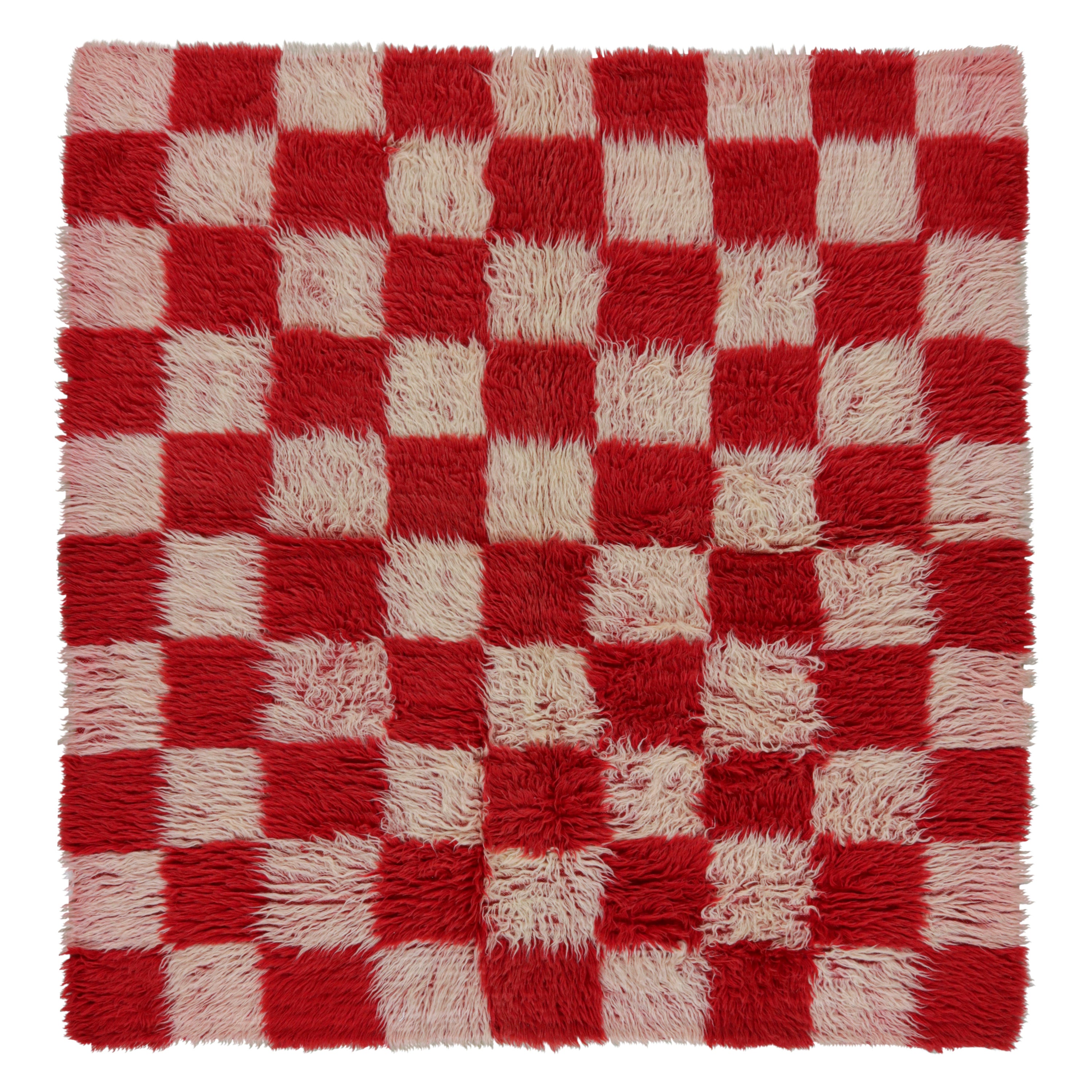 Vintage Square Tulu Rug, with Checkered Geometric Patterns, from Rug & Kilim  For Sale