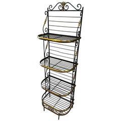 Vintage French Provincial Steel and Brass Bakers Rack