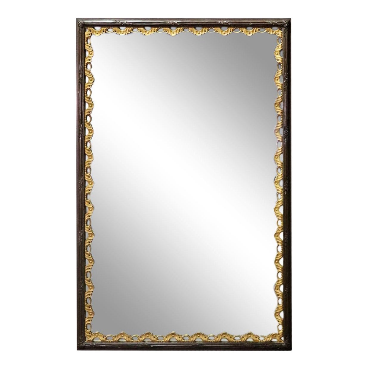 Large Giltwood Dark Framed French Directoire Wall MIrror  For Sale