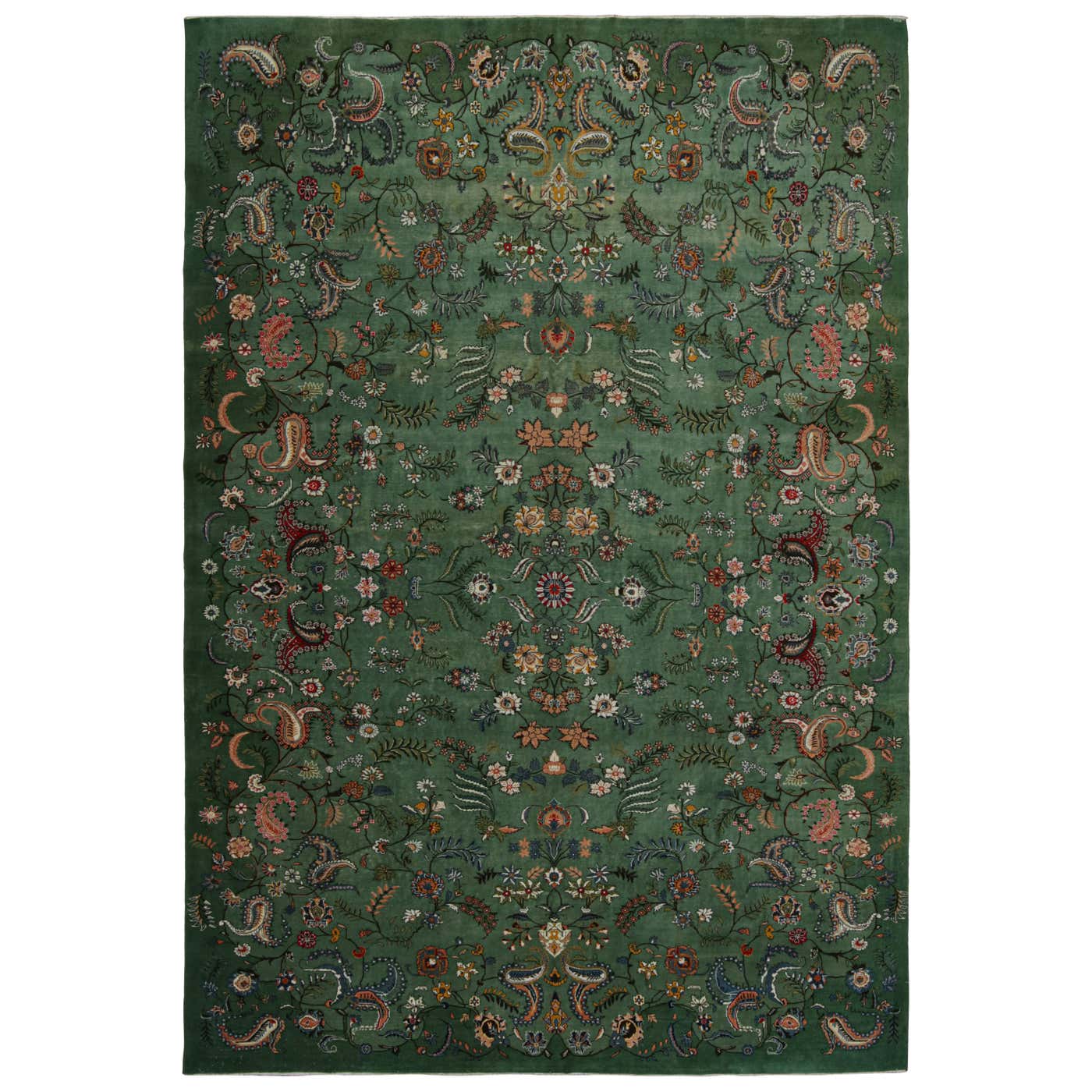 Vintage Turkish Rug in Green, with All-Over Geometric Patterns, from ...