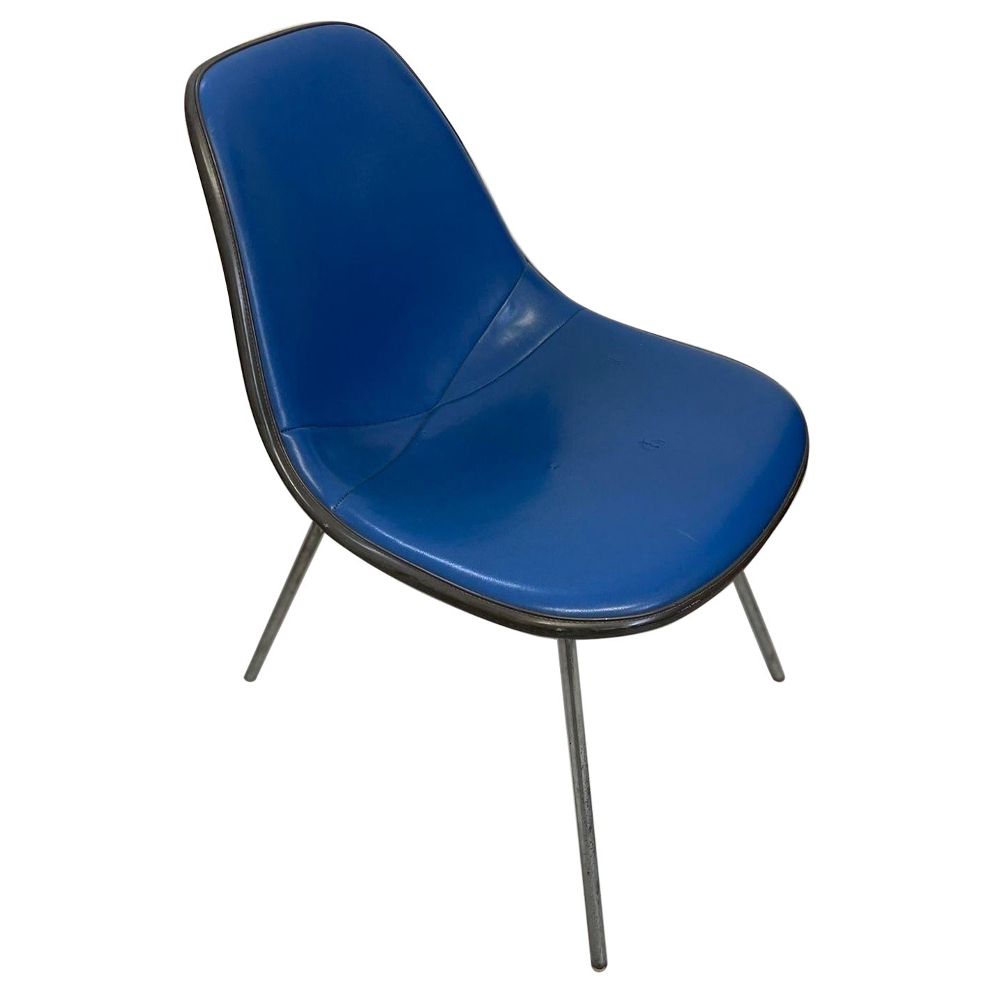 Chaise bleue Herman Miller moderne du milieu du siècle dernier