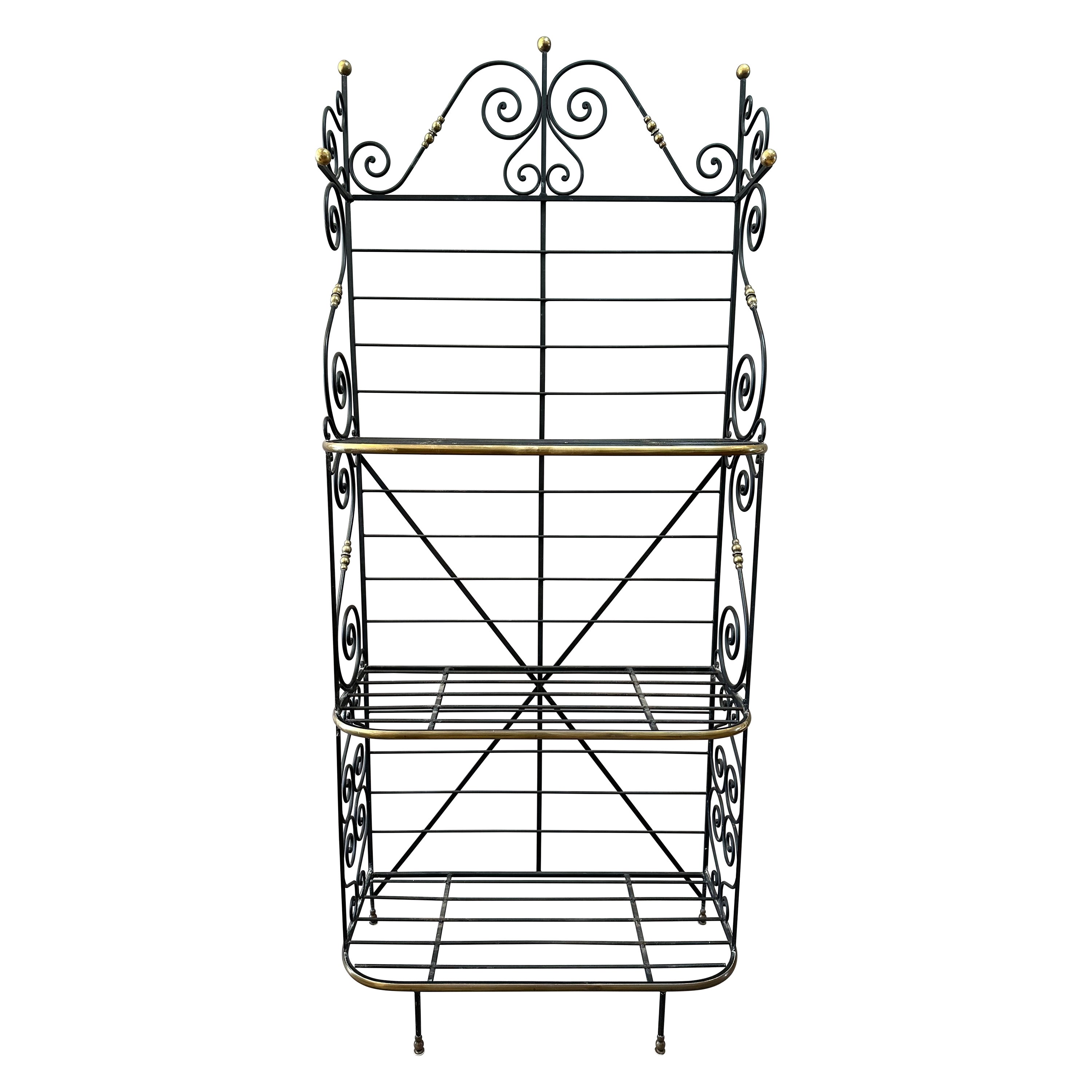 Late 19th Century French Provincial Brass and Steel Bakers Rack.  For Sale