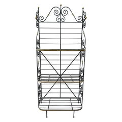 Late 19th Century French Provincial Brass and Steel Bakers Rack.