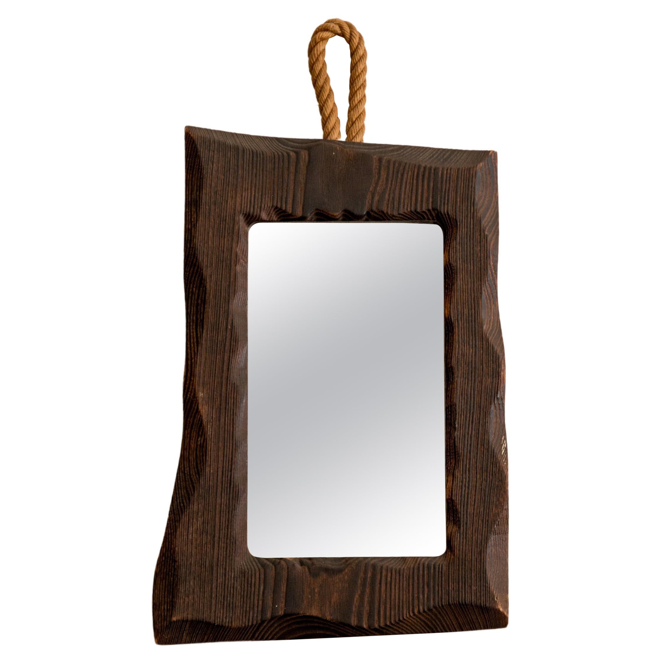 Brutalist Baltic Pine Mirror For Sale