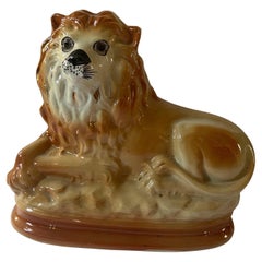 Antique 19th Century Staffordshire Recumbent Lion