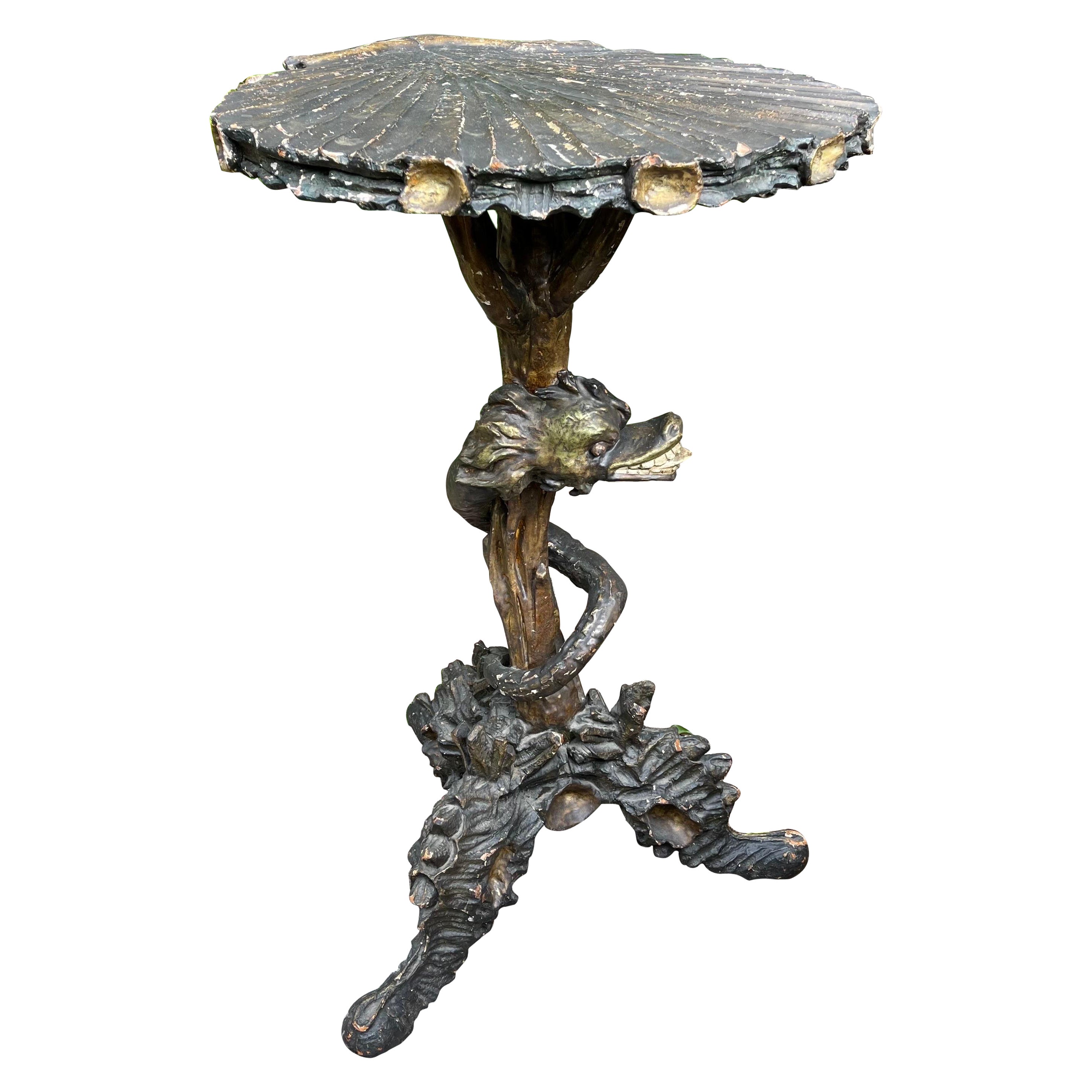19th Century Venetian Gilded, Carved Wood Grotto Style Table For Sale