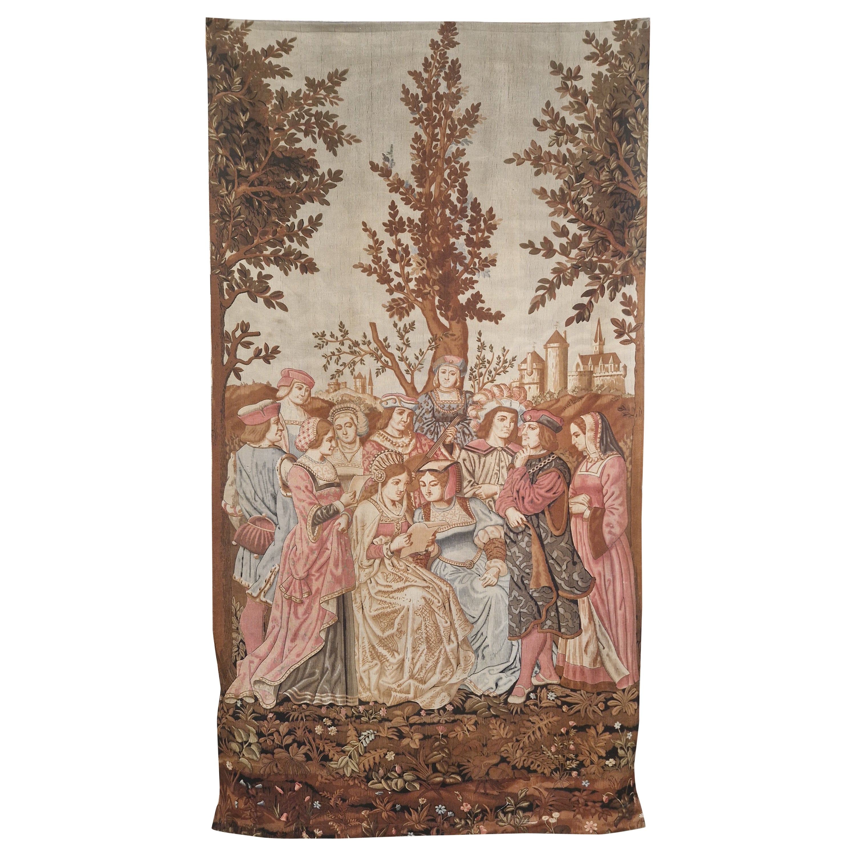 Antique French Tapestry 19th Century Large Verdure