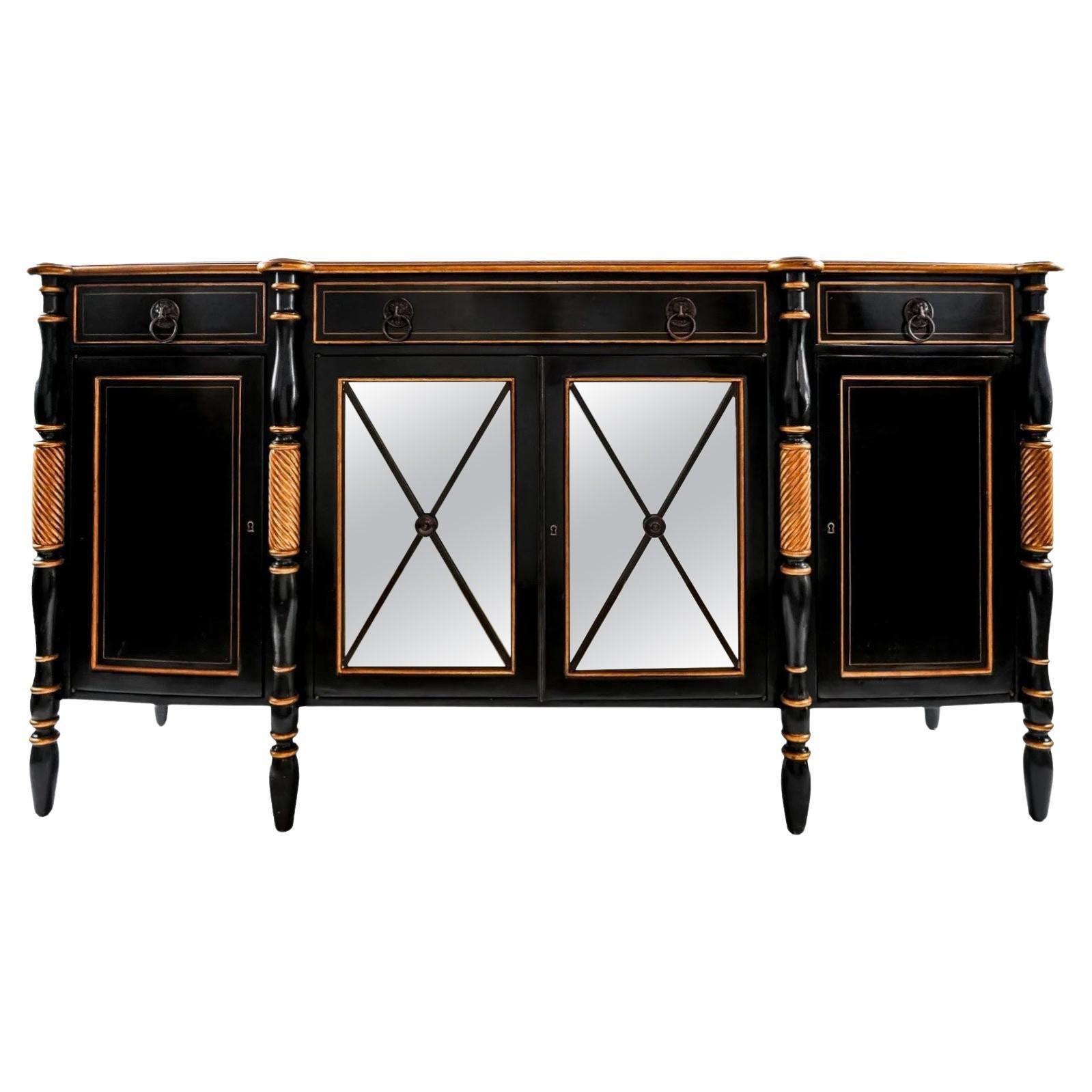 Regency Style Ebonized Sideboard / Credenza / Server By Hickory White 