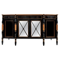 Regency Style Ebonized Sideboard / Credenza / Server By Hickory White