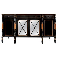 Used Regency Style Ebonized Sideboard / Credenza / Server By Hickory White 