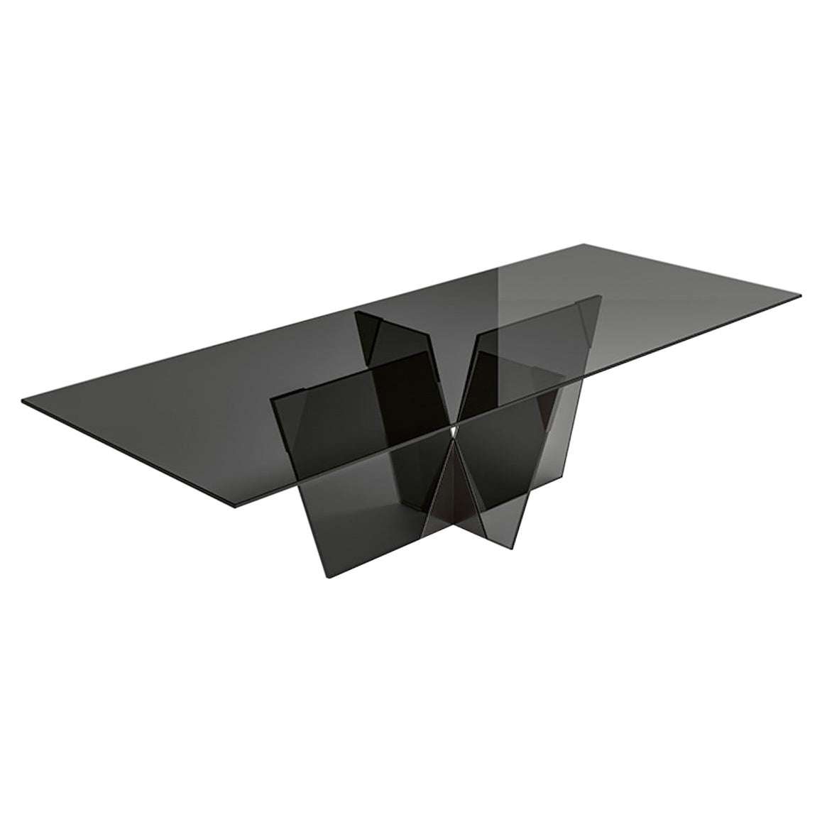 Crossover Glass Dining Table, Designed by Massimo Castagna, Made in Italy For Sale