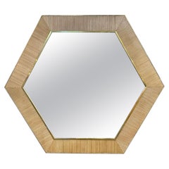Miroirs hexagonaux italiens en bambou et laiton